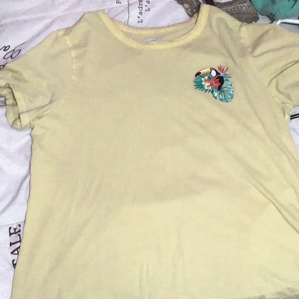 Yellow tropical print T-shirt